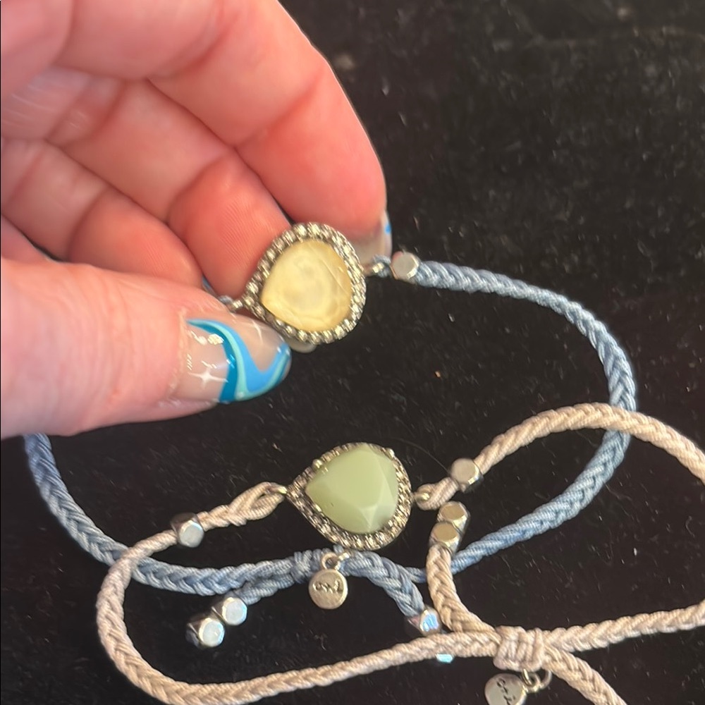 Chloe + Isabel Green and Cream Teardrop Bracelets Misty Morning
